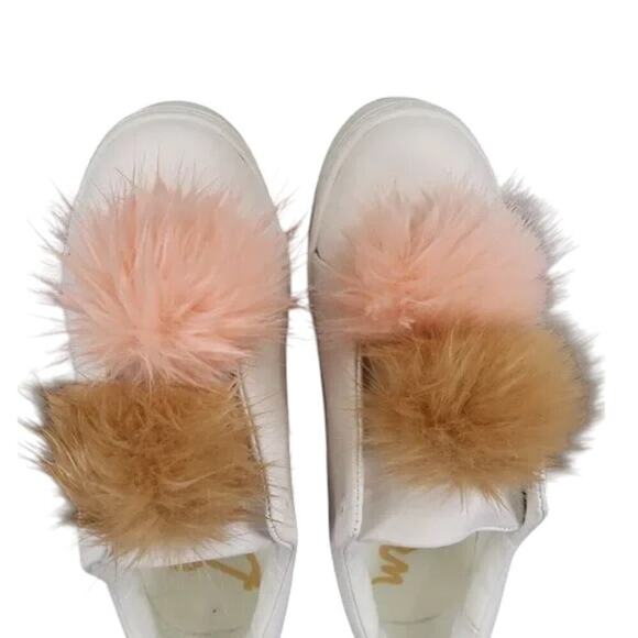 Sam Edelman Shoes Womens 8.5 Sneakers Leya Fashion Pom Pom Slip On Leather White - Picture 12 of 14